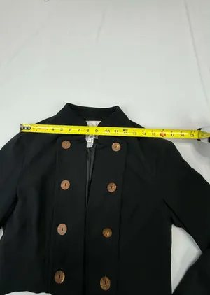 Kenzie Women's Black Cropped Double Breasted Military Style Jacket Size 12 thumbnail 6