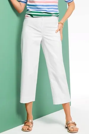 Talbots Wide Leg Crop Chino Pants in White Size 10 thumbnail 1