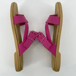 Crocs Tulum Toe Post Sandal Flip Flop Fuchsia Pink Tan Women 6 Buckle Straps thumbnail 6