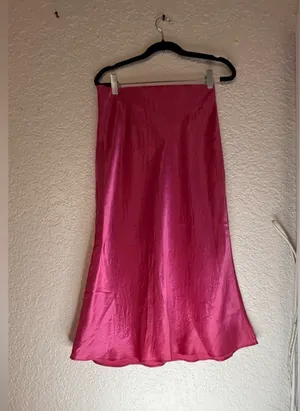 Babaton Satin Midi Skirt - Vibrant Pink (Size 4) thumbnail 14