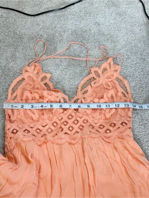 Free People One Women’s Adella Maxi Slip Dress Crochet Lace in Orange M thumbnail 12
