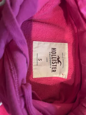 Hollister Hot Pink Hoodie Striped Sleeve thumbnail 4