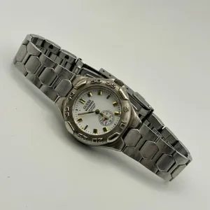 Vintage Guess Waterpro 50M Ladies Watch Silver Tone Hex Link Bracelet White Dial thumbnail 5