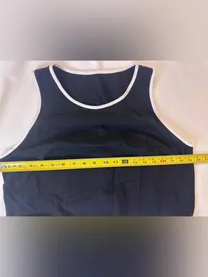 Black Two-Piece Tank Top & Shorts Set with White Trim thumbnail 3
