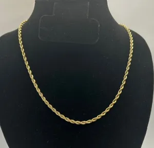 18k Real Gold Rope Chain Necklace 3mm 18 Inch Plated Womens Cute Layering thumbnail 1