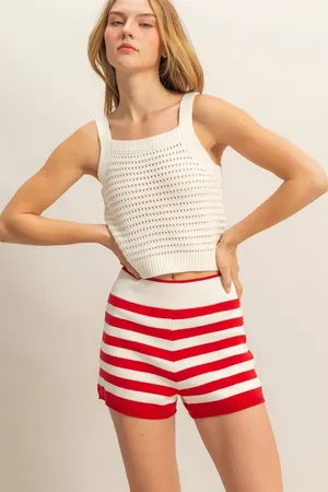 Double Zero Fitted Knit Red Stripe Shorts thumbnail 1