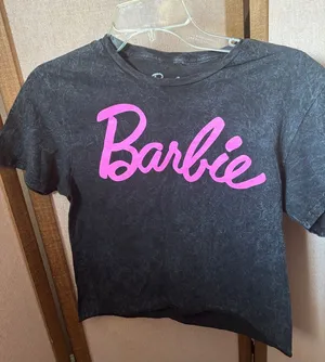 Barbie Black Tee with Bright Pink Logo Small thumbnail 1
