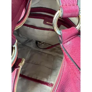 Michael Kors Leather Hobo Bag in Burgundy thumbnail 4