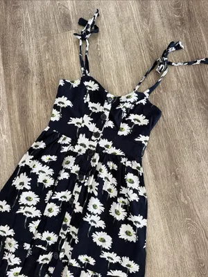 Urban outfitters Positano midi dress navy blue sunflower floral boho small thumbnail 3