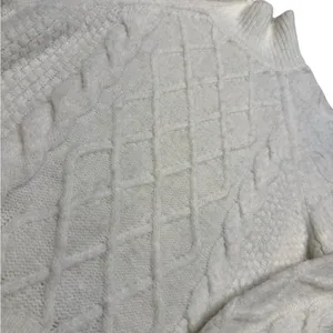 🤍 Abercrombie &‎ Fitch Cable Knit Turtleneck Sweater White Ivory Small 🤍 thumbnail 3