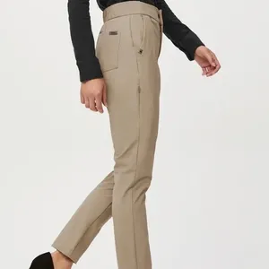 FigsPro Zip Fly Skinny Scrub Trouser Professional Pants Khaki Tan Elastic Waist‎ thumbnail 7