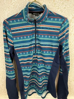 Kerrits Blue Fair Isle Rail Side Quarter-Zip Fleece Tech Top - Size - Small thumbnail 9