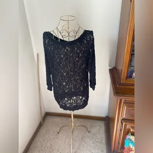 Express Black Lace Long Sleeve Top  Size Small thumbnail 9