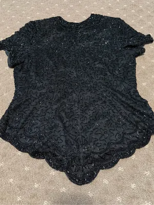 1980’s Beaded Blouse Black Size M thumbnail 4