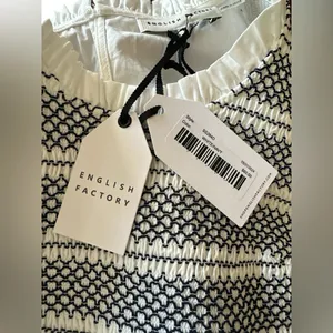 NWT English Factory's signature mixed-media knit combo aesthetic, White/Navy M thumbnail 5