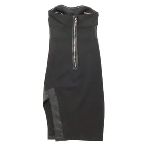 Stella Jamie Strapless Bodycon Dress Womens Size S‎ LBD Mesh Faux Leather Slit thumbnail 7