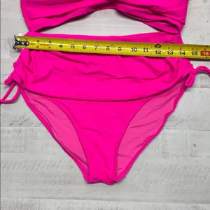 Blooming jelly Crisscross Tie Back High Waisted Drawstring Tummy Control Bikini thumbnail 3