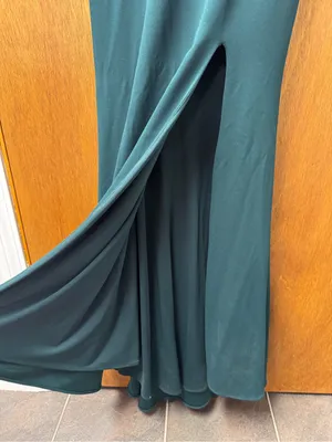 BHLDN Delice Off-the-Shoulder Crepe Long Maxi Dress Formal Gown Dark Green US 6 thumbnail 9