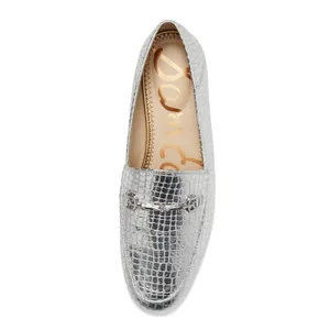 NEW $150 Sam Edelman Loraine Leather Loafer Soft Silver Snake Skin 6.5 Slip On thumbnail 3
