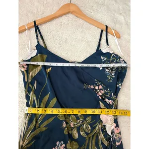 Lulus Remarkable Entrance Navy Blue Floral Print Satin Midi Dress Size Medium thumbnail 6