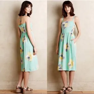 Anthropologie Corey Lynn Calter Floral Midi Dress - Mint Green -‎ XS thumbnail 2