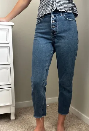Abercrombie & Fitch‎ Curve Love The Mom Jeans High Rise Button Fly Raw Hem 25 0S thumbnail 1