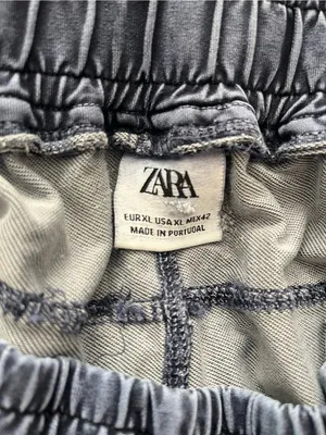 Zara Womens XL Jogger Charcoal Gray Washed Denim Pull On Straight Leg Jeans thumbnail 12