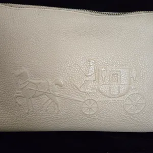 Coach Charley Embossed Horse and Carriage Pebbled Leather Crossbody TAN thumbnail 8