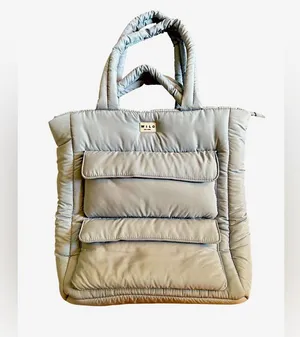 WILO The Label Sky~Baby Blue Large Puffer Tote Pocket Travel Bag Weekender 16X14 thumbnail 1