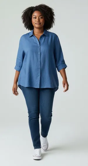 Coldwater Creek 100% Linen Blue Print Button-Up Shirt 3/4 sleeves Size PXL thumbnail 1