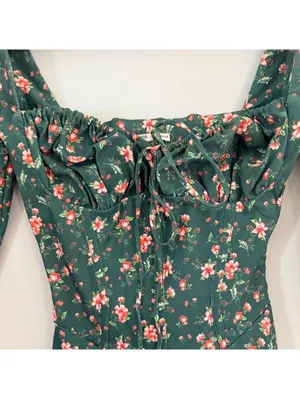 House of CB Malika Green Floral Corset Mini Dress thumbnail 3