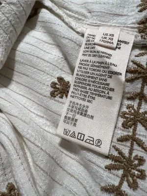 Free People Cream Boho Embroidered Peasant Blouse with Tan Accents thumbnail 9