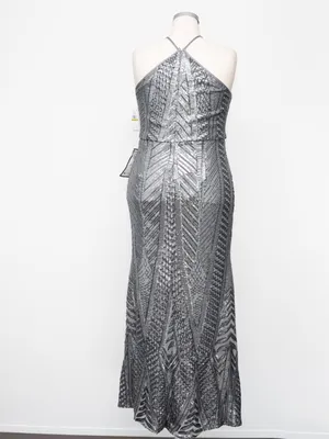 Alex & Eve by Alex Evenings - Sequin Halter Gown thumbnail 4