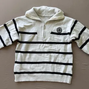 Mariner Striped Half Zip Knit Sweater White thumbnail 3