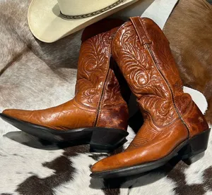 Vintage Real Leather Cowboy Boots Festival Rave Burning‎ Man T1 thumbnail 1