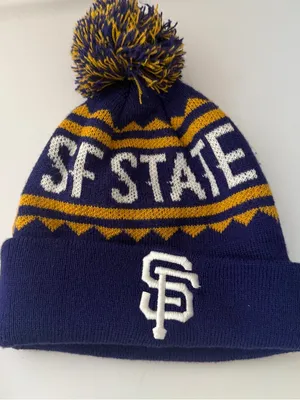 Source Unknown San Francisco State University Purple and Yellow Beanie Pom Pom thumbnail 1