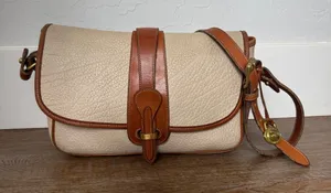 Vintage Dooney & Bourke AWL Equestrian Bag Natural Cream British Tan Brass USA thumbnail 1