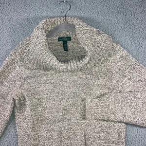 Lauren Jeans Co Ralph Lauren Cowl Neck Sweater Women Large Chunky Speckled Knit‎ thumbnail 2