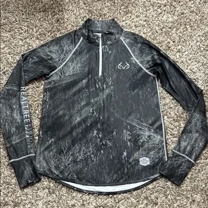 Realtree Fishing Pro Series Gray Woods Camo Long Sleeve Quarter Zip Top Sz S thumbnail 1