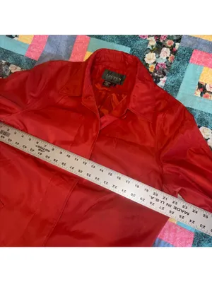 Lauren Ralph Lauren Vintage Red Polyester Trench Coat, Woman’s Size Large thumbnail 7