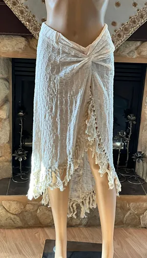 Boho Twist Skirt With Tassels Ivory M thumbnail 4