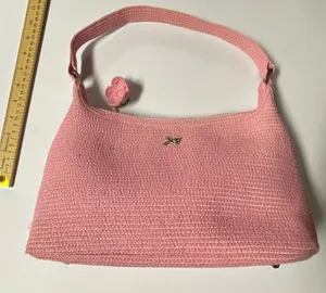 Betmar pink woven satchel or top handle bag. thumbnail 1