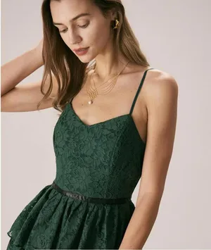 RIHOAS The Green Sweetheart Neck Lace Maxi Dress XS 05 thumbnail 5