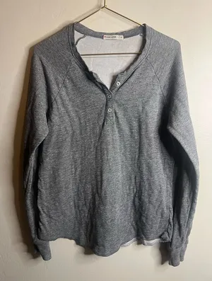 Marine‎ Layer women's grey small Crewneck Henley Sweater thumbnail 1