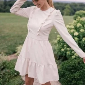Gal Meets Glam Hayley Dress 4 Ivory Long Sleeve Back Zip Romantic‎ Chic thumbnail 1