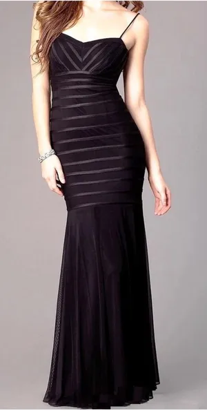 EUC Betsy & Adam Black Sweetheart Mermaid Maxi Dress Size 0 thumbnail 1
