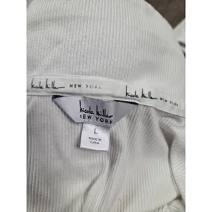 Nicole Miller Cream Taupe Ribbed Super Soft Pajamas Lounge Set Shirt Pants Large thumbnail 3