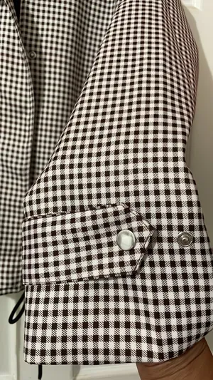 Amazon Women Gingham Zipper Bomber Jacket Stand Collar Long Sleeve Jacket Cropped Outwear with Pockets thumbnail 5