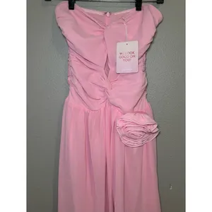NEW Hello Molly The Rosette Gown Pink High Slit Formal Maxi Dress Womens sz XS 2 thumbnail 3