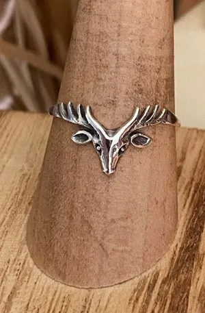 Sterling Silver Buck Deer Head Ring Sizes 7,8,9 Silver thumbnail 1